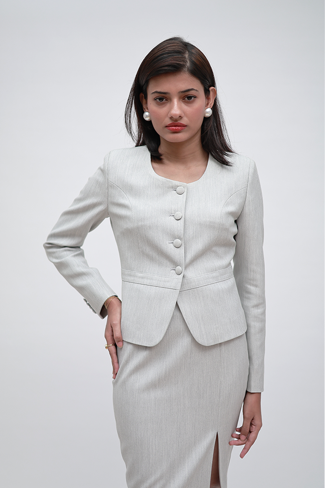 Light Grey Skirt Suit